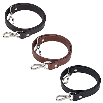 WADORN 3Pcs 3 Colors PU Leather Bag Straps, with Alloy Swivel Clasps, Bag Replacement Accessories, Mixed Color, 2.453x1.85x0.35cm, 1pc/color