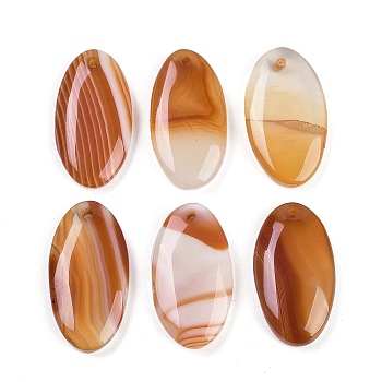 Natural Agate(Dyed & Heated) Pendants, Oval Charms, Peru, 30~31.5x16~17x5~6mm, Hole: 1.5~1.6mm