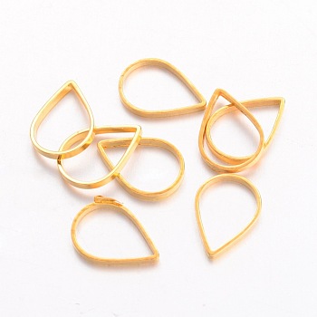 Brass Linking Rings, teardrop, plated in golden color, about 7mm wide, 11mm long, 1mm thick