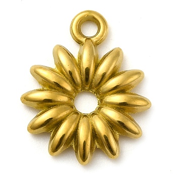 Ion Plating(IP) 304 Stainless Steel Pendants, Flower Charm, Real 18K Gold Plated, 18.5x15x3mm, Hole: 2mm