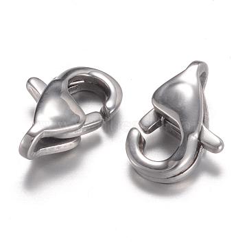 304 Stainless Steel Lobster Claw Clasps, Stainless Steel Color, 9.8x6x3mm, Hole: 1mm(STAS-P095-07)