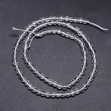 Faceted Round Natural Quartz Crystal Beads Strands(G-L411-30-4mm)-2