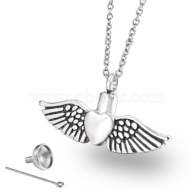 Wing with Heart Locket Pet Memorial Necklace(BOTT-PW0001-107B)-2