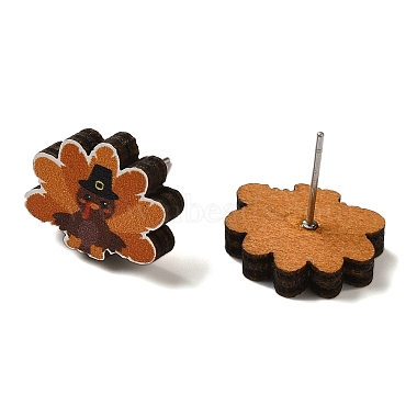 Wood Stud Earrings(EJEW-Z054-01G)-2