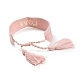 Word Love Polycotton(Polyester Cotton) Braided Bracelet with Tassel Charm(BJEW-F429-07)-3