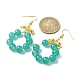 Boucles d'oreilles pendantes avec anneau en perles de verre imitation jade(EJEW-JE05567-03)-2