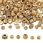 7 Styles Tibetan Style Alloy Beads, Cadmium Free & Lead Free, Column, Antique Golden, 6.5~11.5x4.5~7.5mm, Hole: 4~6.5mm(FIND-NB0005-68)