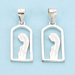 925 Sterling Silver Arch Shape with Virgin Pendants, Religion Charms, with Snap on Bails, Silver, 18.5x9x1mm, Hole: 4.5x3mm(STER-N016-120S)