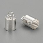 Brass Cord Ends, Nickel Free, Silver Color Plated, 9.5x6mm, Hole: 1.1mm, 5.5mm inner diameter(KK-EC041-S-NF)