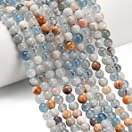 Natural Aquamarine Beads Strands, Round, Smooth, 6.5mm, Hole: 0.8mm, about 60pcs/strand, 14.96''(38cm)(G-F591-29A-6mm-04)