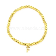 Brass Pendants Bracelets, Real 18K Gold Plated, Letter F, 0.16 inch(0.4cm), Inner Diameter: 2.17 inch(5.5cm), pendant: 10~10.5x2.5~8mm(BJEW-B105-01G-F)