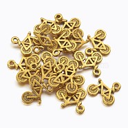 Tibetan Style Alloy Pendants, Antique Golden, Lead Free, Cadmium Free and Nickel Free, Bike, 13.5x16x2mm, Hole: 1mm(GLF9048Y-NF)