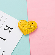 PU Leather Pendants, Heart with Word Lovdy Home Sweet Love, Gold, 38x30x2.5mm, Hole: 2mm(FIND-CJC0002-04C)