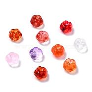 Autumn Theme Transparent Glass Beads, with Glitter Powder, Pumpkin, Mixed Color, 9.5~10x6mm, Hole: 1.2mm(GLAA-P049-A)