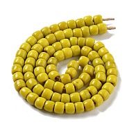 Handmade Nepalese Lampwork Beads, Barrel, Gold, 10.5~11x8~8.5mm, Hole: 3.5mm, about 80pcs/strand, 25.39''(64.5cm)(LAMP-Z008-11D)