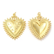 Eco-Friendly Brass Pendants, with Jump Ring, [Lead Free & Cadmium Free, Heart Charm, Real 18K Gold Plated, 38.5x31.5x4mm, Hole: 3mm(KK-M246-29G)