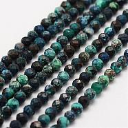 Natural Chrysocolla Beads Strands, Round, Faceted, 3mm, Hole: 0.5mm, about 130pcs/strand, 15.3 inch(39cm)(G-G663-09-3mm)