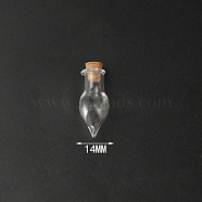 Mini High Borosilicate Glass Bottle Bead Containers, Wishing Bottle, with Cork Stopper, Clear, 3.35x1.4cm(BOTT-PW0001-261G)