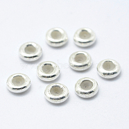 925 Sterling Silver Beads, with Rubber, Slider Beads, Rondelle, Silver, 5x2mm, Hole: 1mm(STER-I014-5mm-24S)