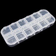 Plastic Bead Containers, Flip Top Bead Storage, Jewelry Box for Nail Art Decoration, 12 Compartments, White, 13x5x1.5cm(X-C087Y)