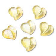 Translucent Resin Cabochons, Glitter Heart, Champagne Yellow, 15.5x16x6.5mm(RESI-B016-03A)