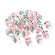 Transparent Acrylic Pendants, Strawberry, Pink, 18x13.5mm, Hole: 1.6mm(OACR-C003-02B)
