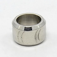 Stainless Steel Large Hole Column Carved Circular Arc Beads, Stainless Steel Color, 11x7mm, Hole: 8mm(STAS-G037-04)