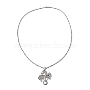 Alloy Dragon Pendant Necklace with 201 Stainless Steel Box Chains, Antique Silver, 23.70 inch(60.2cm)(NJEW-D053-01AS)