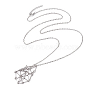 201 Stainless Steel Crystal Stone Cage Pendant Necklaces, 304 Stainless Steel Cable Chains Necklaces, Stainless Steel Color, 29.33 inch(74.5cm)(NJEW-JN04753)