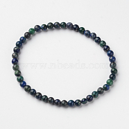 Natural Chrysocolla and Lapis Lazuli(Dyed) Round Bead Stretch Bracelets, 54.5mm, Bead: 4~5mm(BJEW-L594-B04)