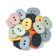 2-Hole Resin Buttons, Two Tone, Oval, Mixed Color, 26x18.5~19x3mm, Hole: 2~3mm(RESI-X0001-44)