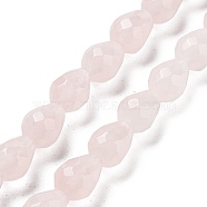 Natural Rose Quartz Beads Strands, Faceted Teardrop, 10x7mm, Hole: 1.2mm, about 20pcs/strand, 7.87''(20cm)(G-P520-B02-01)