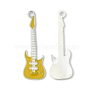 Alloy Enamel Big Pendants, Lead Free and Cadmium Free, Guitar, Platinum, Yellow, about 62mm long, 18.5mm wide, 2mm, thick, hole: 3mm(EA822Y-3)