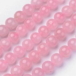 Pink Color Natural Madagascar Rose Quartz Beads Strands, Grade A, Round, 10mm, Hole: 1mm, about 42pcs/strand, 15.5 inch(G-D809-19-10mm)