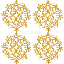 Computerized Embroidery Cloth Iron on/Sew on Patches, Costume Accessories, Appliques, Gold, 146x140x1mm(DIY-WH0430-575C)