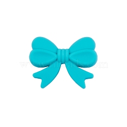 Bowknot Food Grade Silicone Beads, Chewing Beads For Teethers, DIY Nursing Necklaces Making, Turquoise, 16x26mm(PW-WG39907-09)
