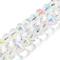 Transparent Electroplate Glass Beads Strands, AB Color Plated, Faceted, Rondelle, Clear, 7.8x5.8~6.3mm, Hole: 1.5mm, about 80pcs/strand, 18.31''~19.88''(46.5~50.5cm)(GLAA-Q099-C01-14-1)