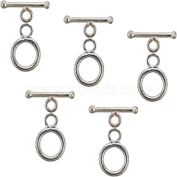 5Pcs 925 Sterling Silver Toggle Clasps, Ring, Silver, Ring: 12.5x9x1.5mm, Hole: 2mm, Bar: 15~16.5x6x2mm, Hole: 2mm(STER-CA0001-09)