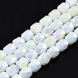 Electroplate Glass Beads Strands, AB Color Plated, Faceted, Column, Creamy White, 5.5x5mm, Hole: 1.2mm, about 99pcs/strand, 21.85 inch(55.5cm)(X-EGLA-N002-13-A13)