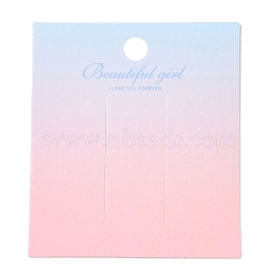 Gradient Color Rectangle Paper Hair Clip Display Cards with Hanging Hole, Pink, 8x7x0.04cm, Hole: 0.8cm(CDIS-T004-19B)