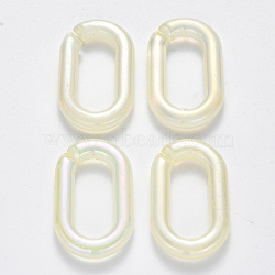 Transparent Acrylic Linking Rings, Quick Link Connectors, For Jewelry Chains Making, AB Color Plated, Imitation Gemstone Style, Oval, Beige, 37.5x23x6mm, Inner Diameter: 25.5x11mm(TACR-T016-05A)