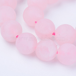 Natural Rose Quartz Beads Strands, Round, Frosted, 8~8.5mm, Hole: 1mm, about 47pcs/strand, 15.5 inch(X-G-Q462-8mm-11)