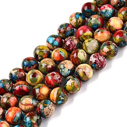 Natural Imperial Jasper Beads Strands, Dyed, Round, Yellow Green, 8~8.5mm, Hole: 1mm, about 46~51pcs/strand, 15.35~15.75 inch(39~40cm)(G-N342-63G)