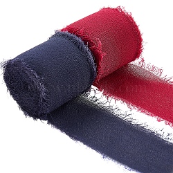 2 Rolls 2 Colors Polyester Ribbon, Fringe Chiffon Silk-Like Ribbon, for Wedding Invitations, Bouquets, Gift Wrapping, Mixed Color, 1-1/2 inch(38mm), about 5m/roll, 1 roll/color(OCOR-SZ0001-09)