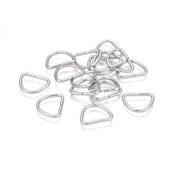 304 Stainless Steel D Rings, Buckle Clasps, For Webbing, Strapping Bags, Garment Accessories Findings, D Clasps, Stainless Steel Color, 9x11x1.5mm