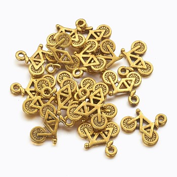 Tibetan Style Alloy Pendants, Antique Golden, Lead Free, Cadmium Free and Nickel Free, Bike, 13.5x16x2mm, Hole: 1mm