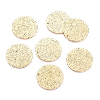 Ion Plating(IP) 304 Stainless Steel Pendants, Textured, Flat Round, Golden, 25x1mm, Hole: 1.4mm