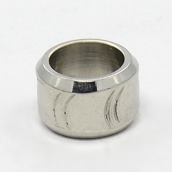 Stainless Steel Large Hole Column Carved Circular Arc Beads, Stainless Steel Color, 11x7mm, Hole: 8mm