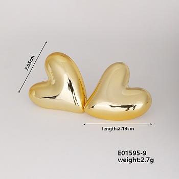 Fashionable Cute Heart Earrings for Hot Personalized Matching, Golden, 21.3x20.5mm