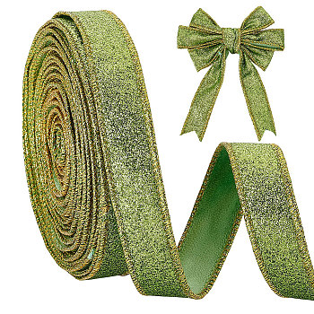 25 Yards Velvet Ribbon, for Gift Decoration Accessories, Green Yellow, 1-1/8 inch(27mm), about 25.00 Yards(22.86m)/Roll